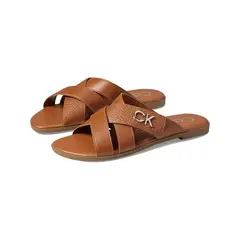 CALVIN KLEIN - Sandalias chocolate con monograma metálico