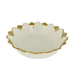 GENERICO - Bandeja Decorativa Redonda Forma De Flor 25x25cm Con Borde Dorado