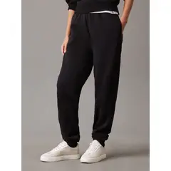 CALVIN KLEIN - Pantalón negro de chándal de felpa con monograma