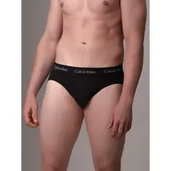 CALVIN KLEIN - Pack negro de 3 slips - Cotton Stretch Wicking