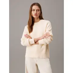 CALVIN KLEIN - Saco Beige tejido buclé de canalé