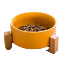 PETS ACCESORIOS - Comedero o Bebedero Ceramica Gato Amarillo
