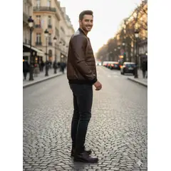 THE CLOTHING COMPANY - Chaqueta Hombre Cuero Sintético Diseño Lineas