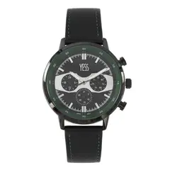 YESS - Reloj Para Hombre Color Negro Acabados Verdes Ref EA9008G-01