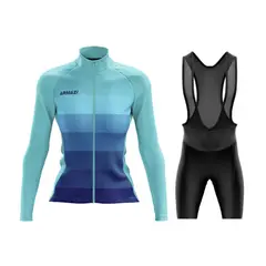 ARMAZI SPORT - UNIFORME DE CICLISMO DAMA MANGA LARGA-PANTALONETA - AZUL