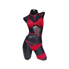 TEMPTATIONS - Lenceria conjunto ropa interior femenina liga