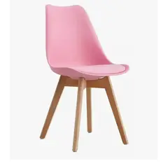 GENERICO - SILLA EMA CON COJIN PATAS DE MADERA Color Rosado