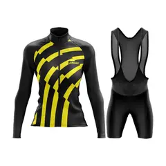 ARMAZI SPORT - UNIFORME DE CICLISMO DAMA MANGA LARGA-PANTALONETA- NEGROAMARILLO
