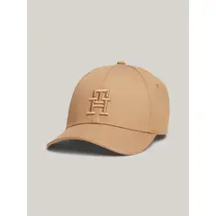 TOMMY HILFIGER - Gorra beige de béisbol con monograma TH bordado