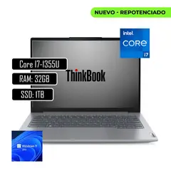 LENOVO - PORTATIL THINKBOOK CORE I7 1355U - 32GB DDR5 - 1TB SSD - 14" WUXGA - RJ45 - WIN 11 PRO