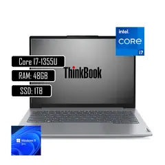 LENOVO - PORTATIL THINKBOOK CORE I7 1355U - 48GB DDR5 - 1TB SSD - 14" WUXGA - RJ45 - WIN 11 PRO