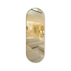 ALIK DISEÑO - Espejo Ovalado Decorativo Con Marco Metálico Dorado 50x150cm