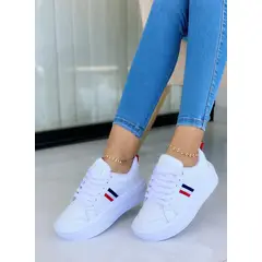 GENERICO - Tenis Mujer Bolichero Tricolor Mujer Cosidos-Blanco