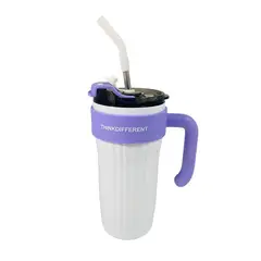 GENERICO - Termo 860ml Acero Inoxidable Diseño Think Different Con Pitillo Blanco
