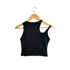 SYK - Blusa Crop Top Basica Para Mujer Unicolor Licrado Blanco Sin Mangas