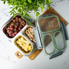 GENERICO - Lonchera Hermética de 3 Compartimentos para Comidas Frescas y Seguras