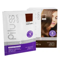 PILUSS CLON - SHAMPOO TINTE EN SOBRE COLOR CASTAÑO 30 ML DISPLAY X10 UND