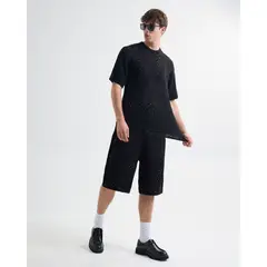 SEVEN SEVEN - Bermuda En Tejido Crochet Para Hombre Negro