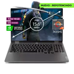 Lenovo - PORTATIL GAMER LOQ AMD RYZEN 7 7435hs RAM16GB SSD 512 Gb 15.6 FHD Ips 144hz Rtx 4050 6GB.
