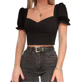 MANTARRAYA BEACHWEAR - Crop Top Blusa Corta Negra