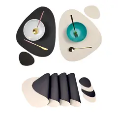 BANZAY - Individuales X4 Unid Comedor - Impermeable Doble Cara Cafe - Marfil