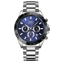 SKMEI - Reloj de Moda Para Hombre Cronógrafos Calendario Color Plateado