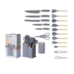 KITCHEN - Set Utensilios Para Cocina 19 PCS En Silicona y Madera