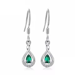 ALHAJAS - Aretes Topos Para Mujer Con Esmeralda Y Circones