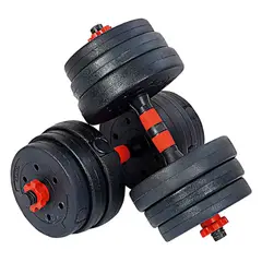 GENERICO - Kit De Juego Pesas Mancuernas Convertible A Barra De 20 Kg