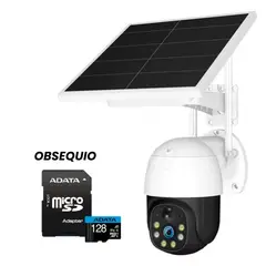 GENERICO - Cámara De Seguridad Exterior Con Sirena Y Panel Solar + SD de 32GB de Obsequio