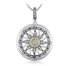 ALHAJAS - Collar Cadena Para Mujer Sol Celestial Con Cristales En Plata 925