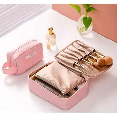 GENERICO - Cosmetiquera Neceser Grande Hermoso Diseño Rosado x3