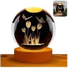 AMERICAN GENERICS - Lampara De Tulipanes Esfera De Cristal 5v - Coneccion Usb