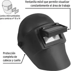 GENERICO - Careta p/soldar con lente abatible, sombra 11, TRUPER