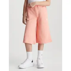 CALVIN KLEIN - Pantalón rosado chándal culotte de felpa de algodón para niña