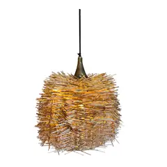 GENERICO - Lámpara Colgante Decorativa Mimbre Natural y Rejilla Metálica