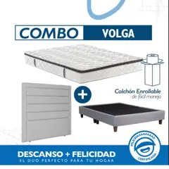 MUEBLES FIOTTI - Combo colchon + base cama + cabecero Volga