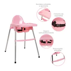 HAPPY BABY - Silla Comedor Bebe 2 en 1 Kloe de Rosa
