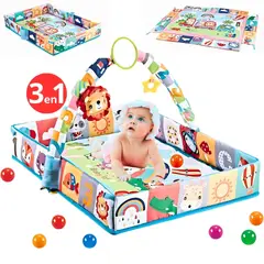 AMERICAN GENERICS - Gimnasio Para Bebes Parque Infantil Musical+8 Pelotas-3 En 1