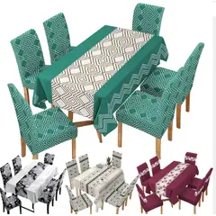 GENERICO - Juego de Mantel y 6 Fundas, Renueva tu Comedor con Estilo Azul Flores