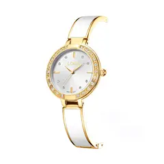 LOIX - Reloj mujer L1284-1 Dorado con blanco tablero plateado