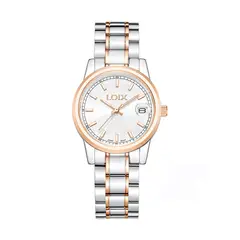 LOIX - Reloj mujer L1286-3 Plateado con oro rosa tablero blanco