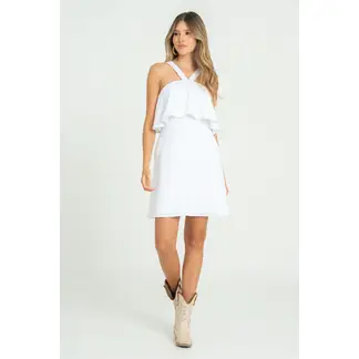 RAGGED - Vestido santorini lino Blanco