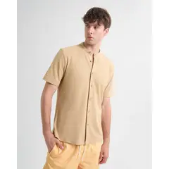 SEVEN SEVEN - Camisa Cuello Mao Para Hombre Camel