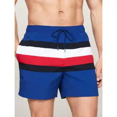 TOMMY HILFIGER - Traje azul de baño de medio largo y diseño Global Stripe