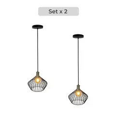 GENERICO - Set x2 Lámpara de Techo Diseño Rejilla Rombo