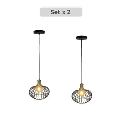 GENERICO - Set x2 Lámpara Decorativa de techo Palu con Base Rejilla y Acabado