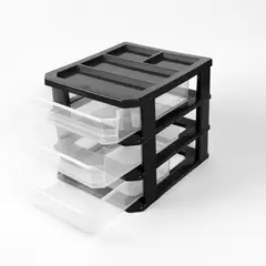 ESTRA - Cajonera de mesa x3 cajones Negro-transparente