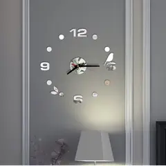 GENERICO - RELOJ DE PARED 3D TAMAÑO 100X100CM CON PENDULO COLOR PLATEADO