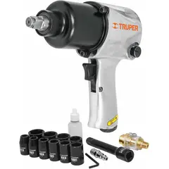 GENERICO - Kit de llave de impacto 1/2" industrial con estuche plástico Truper TPN-734H-2K